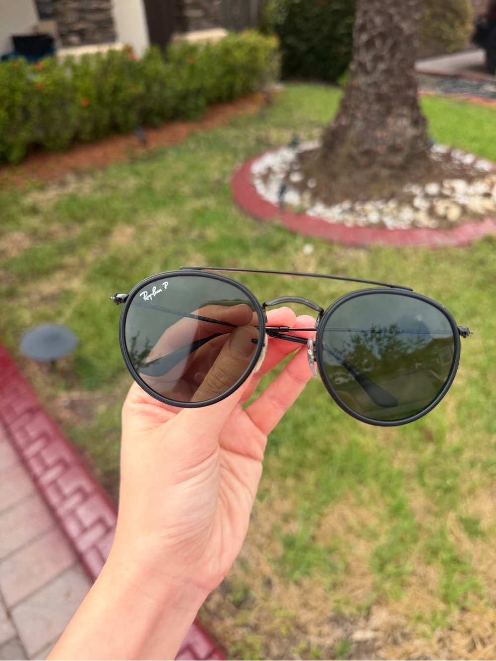 Ray-Ban Round Metal Sunglasses in Black and Dark Green